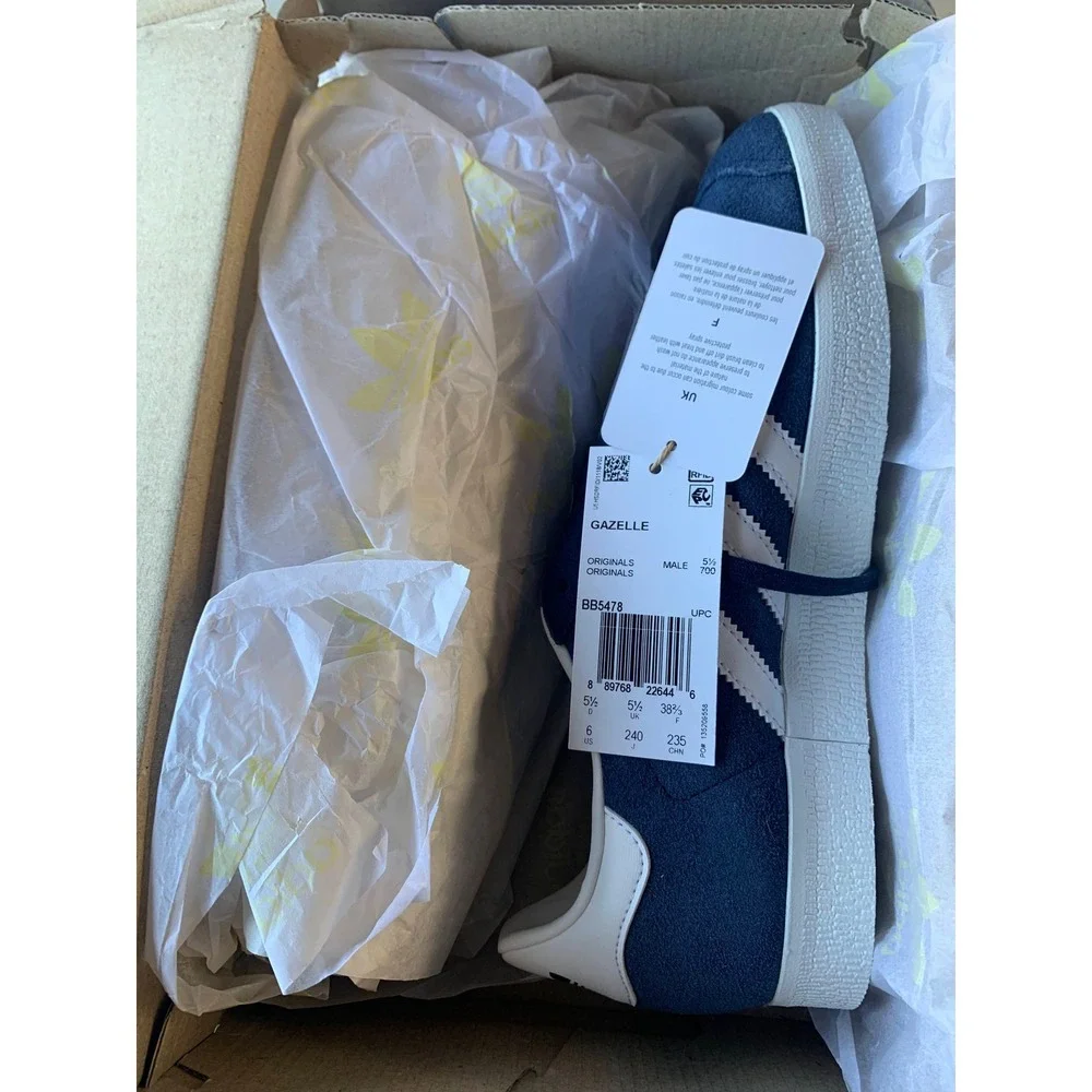 Adidas Gazelle BB5478 Men Navy White Suede Low Top Sneakers Size‎ 6